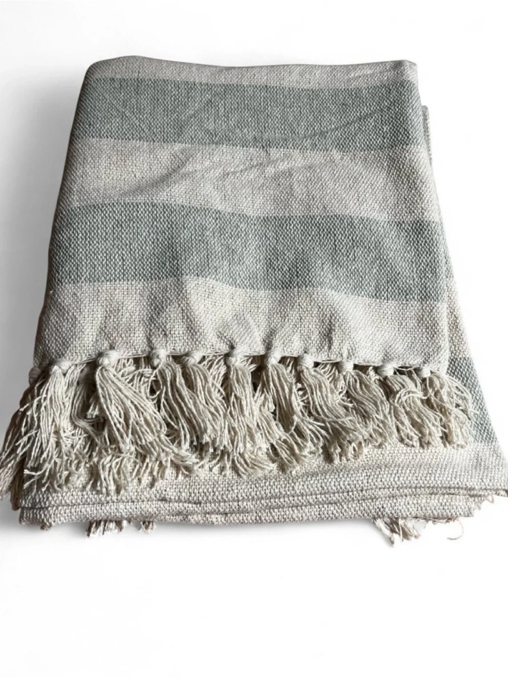 DII Cotton Cabana Striped Blanket Throw Fringe 50 x 60 Artichoke Beach Couch